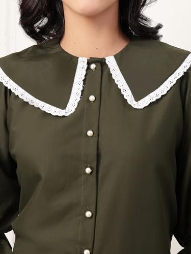 Image of Style Quotient Women Sky Blue Victorian Style Shirt