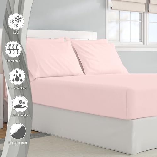 Pizuna Pure Combed Cotton European Single Fitted Sheet Light Pink - Image 2
