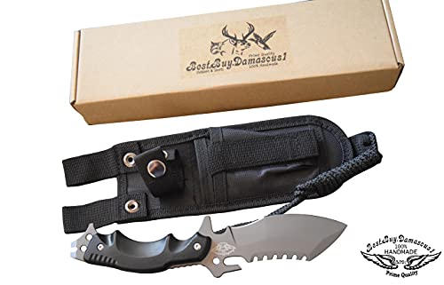 Hunting 440C Stainless Steel Titanium Coated 9.5'' Tracker Fixed Blade Hunting Knife Best Edc Camping Hiking Fishing Hunting Knife 100% Prime Quality #TOP6