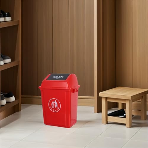 Caneca de Basura Roja de Plástico 10 l con Tapa Basculante miniatura 5