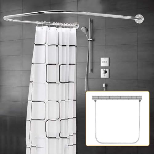 Tringle à rideau de douche d'angle en U durable et antirouille - 4
