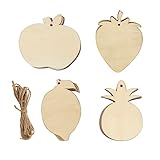 32 Pack Wooden Fruit Cutouts Wooden Apple Lemon Pineapple Strawberry Cutouts Fruit Shape Ornaments Unfinished Wood Fruit Craft Gift Tags for Home Party Decoration Craft Project