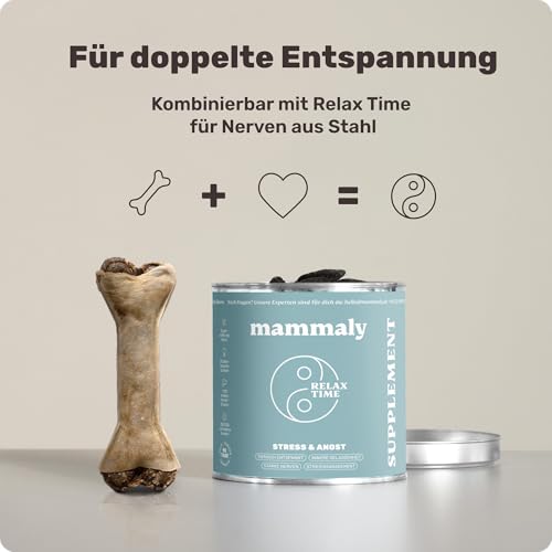 5-in-1 Entspannungs-Kauknochen - Relax Bone+ 1x Kauartikel (12cm) von mammaly - Kaustange aus Rinderhaut mit Kamille & Lavendel u. v. m. zur Beruhigung - Kauspielzeug / -Knochen als Beruhigungsmittel