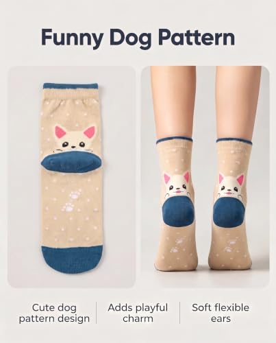 Image of Chalier 5 Pairs Socks for Women, Fun Cat Dog Animal Funny Socks Gifts