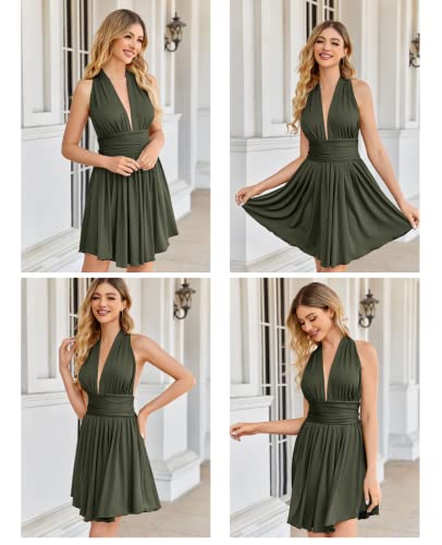Image of Heysolo Women's Halter Deep V Neck Mini Dress Summer Backless Sleeveless Sexy Party Club Cocktail Dresses