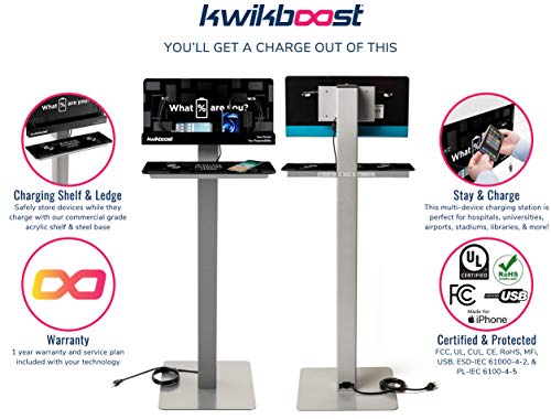 Kwikboost Free Standing Cell Phone Charging Station With Wireless Charging Ledge | Multi-Device Kiosk With 8 Ports | Charges Up To 10 Devices At Once | Compatible With Iphone, Android, Tablets & More! #TOP3