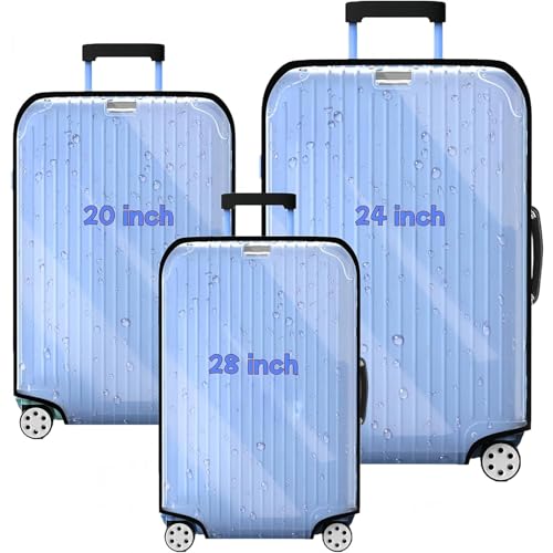 JeeVoya 3PCS Luggage Covers Clear Suitcase Cover Protector, 20/24/28inch