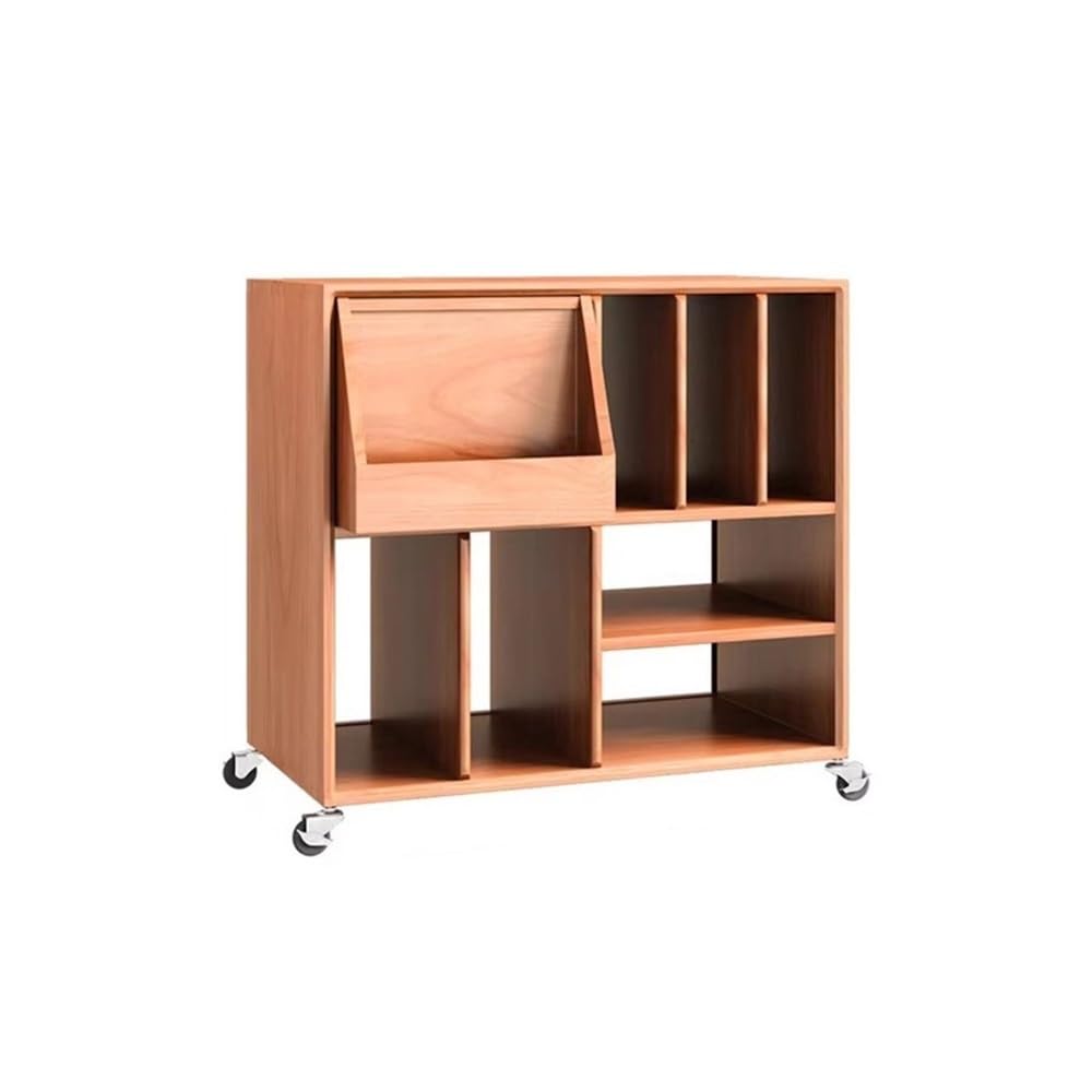 CHENGAIJIAN Cd Rack Home Vinyl Record Storage Rack Wooden Books Magazine Cabinet with Universal wheel