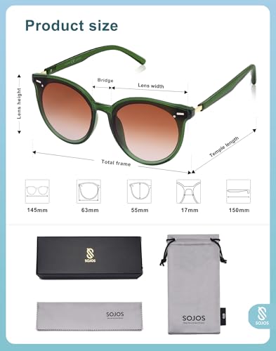 Image of SOJOS Sunglasses Womens Trendy 2025 Classic Round Retro Vintage Shades Large Frame Sunnies SJ2067