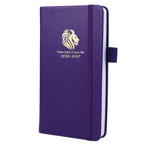 Diary 2026-2027 - 18 Month Diary from Jan. 2026 to Jun.2027 Mid Year A6 Pocket Week to View Weekly & Month Planner with Leather Cover Pen Loop (Purple)