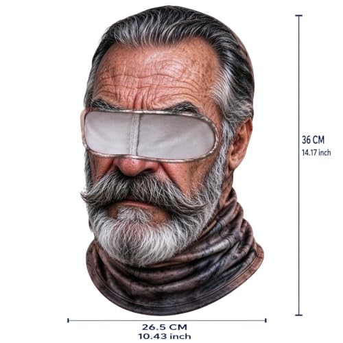 Old Man Ski Mask Winter Funny 3D Printed Full Face Realistic Face Balaclava | Ski Mask,3D Old Man Balaclava With Realistic Wrinkles, Cosplay Costume Full Head & Neck Coverage Black,One Size - image 4