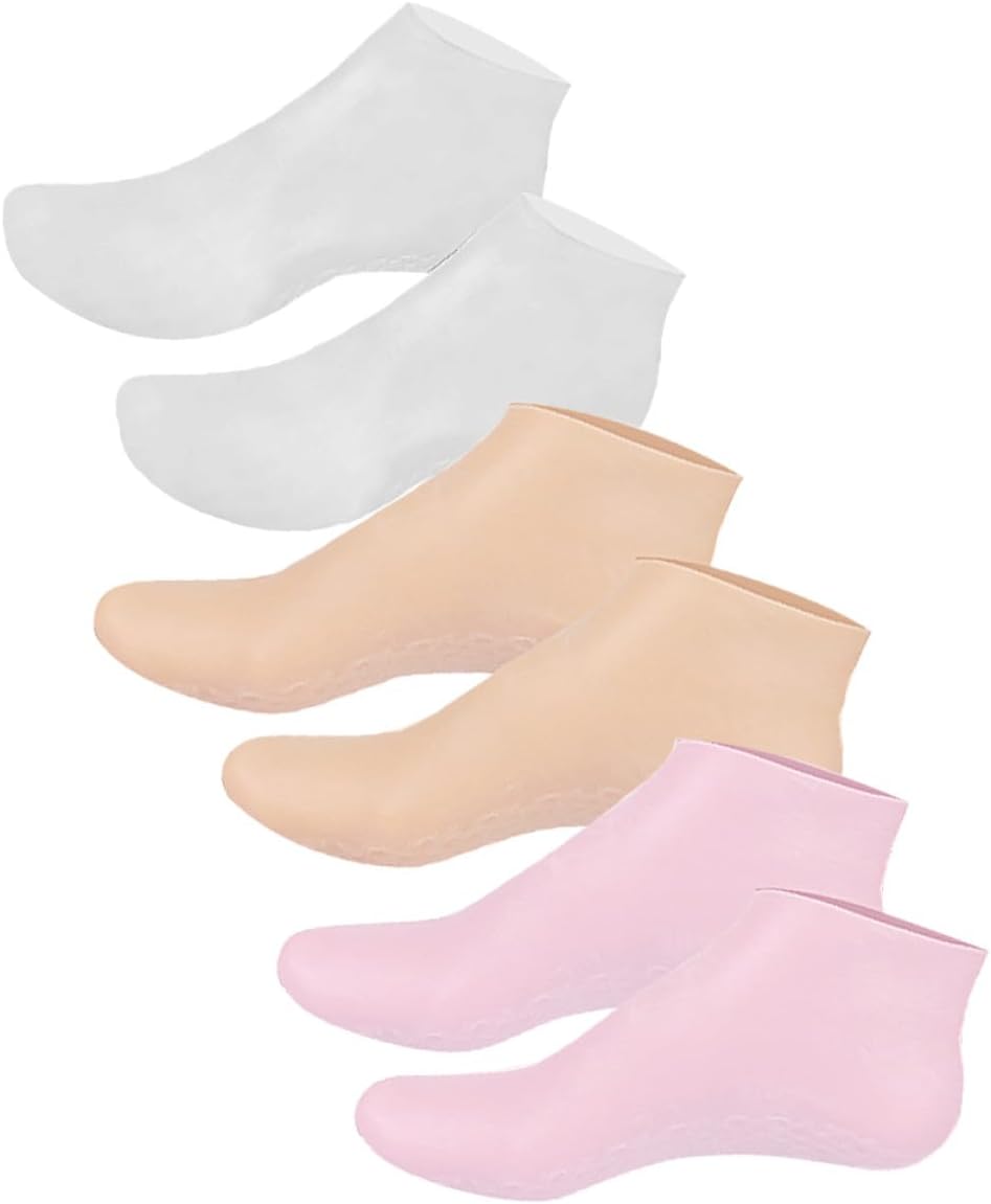 3 Pairs Moisturizing Gel Socks with Honeycomb Shock Absorption Sole Elastic Foot Care Socks for Dry Feet Overnight Moisture Repair and Relaxation for Women