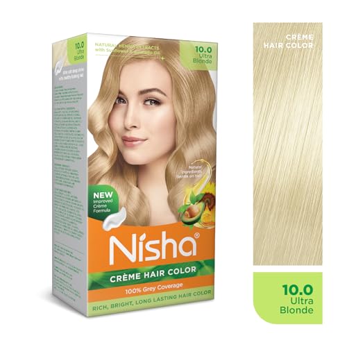 Image of Nisha Creme Hair Color Cream Ultra Blonde, 150g, Long Lasting Hair Dye for Grey Coverage, Natural Shine, Smooth Finish, For Men & Women, Pack of 1