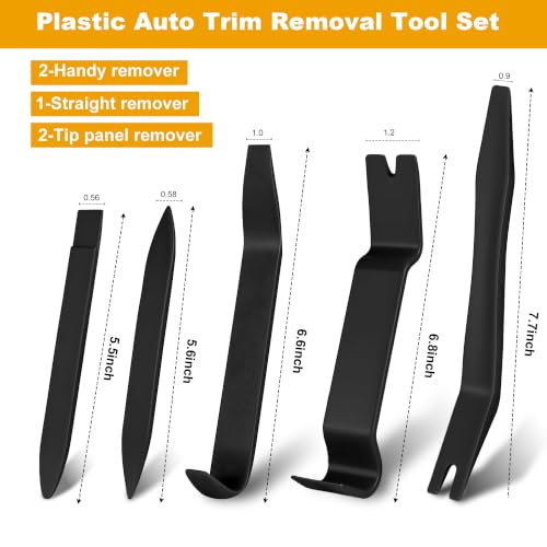 Image of 8 Pcs Auto Trim Removal Tool Kit with Non-Scratch Plastic Pry Tool and Fastener Clip Pliers,Door Panel Removal Tool for Car Interior - Fastener, Clip, Door Panel, Molding, and Dashboard Black