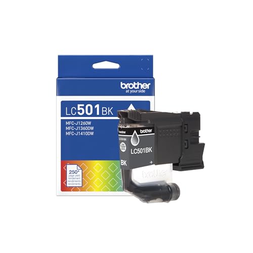 Image of Brother Genuine LC501BK Standard Yield Black Ink Cartridge (for use with Work Smart 1260W, 1360DW, and1410DW Printers)
