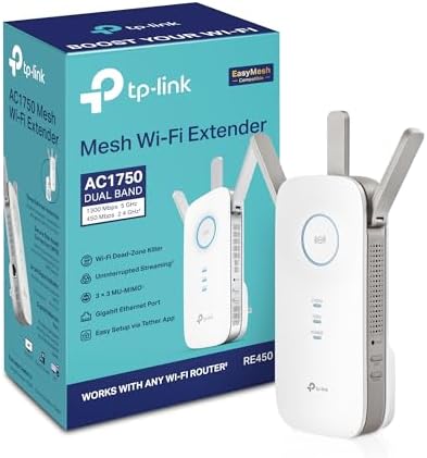 TP-Link AC1750 WiFi Extender (RE450), PCMag Editor’s Choice, Up to 1750Mbps, Dual Band WiFi Repeater, Internet Booster, Extend WiFi Range Further