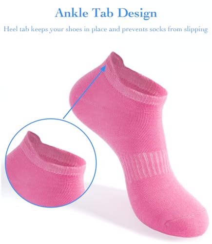20 Pairs Ankle Socks for Women,No Show Pink Cotton Womens Socks,Size 9-113