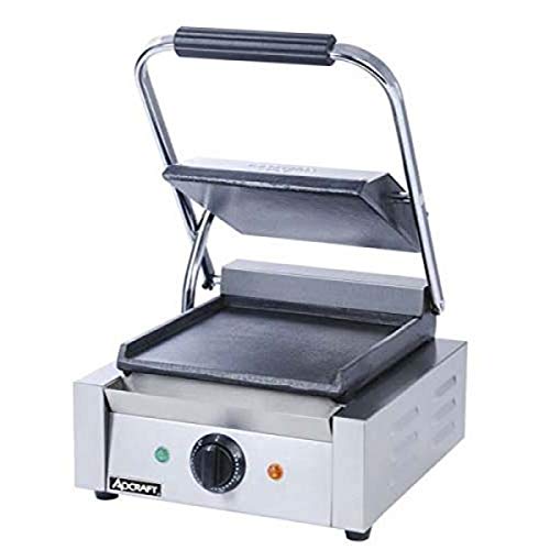 Adcraft SG-811/F Smooth Electric Sandwich Grill, Stainless Steel, 1750-Watts, 120v, NSF