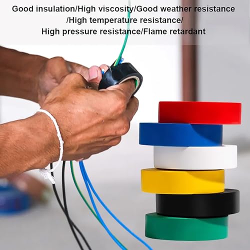 Image of Electrical Tape Multicolor 6 Pack, 3 /4 in x 33ft, PVC Insulation Tape, Flame Retardant & Weather Resistant, Color Coding for Wires, Circuits, and DIY Projects