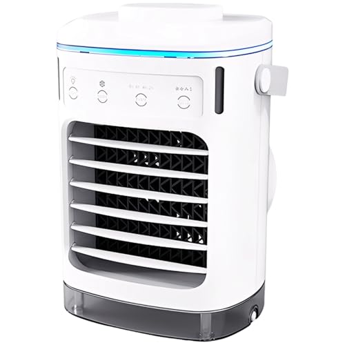 Aire acondicionado portátil, enfriador de aire de escritorio, 4 velocidades, alimentado por USB, tanque de 30.4 onzas líquidas, luz colorida