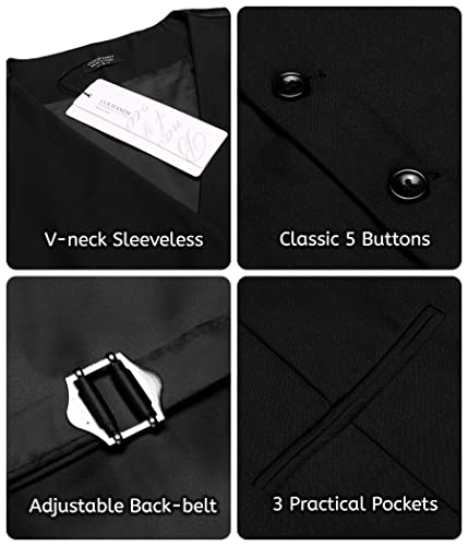 Coofandy Men's V-Neck Suit Vests Fashion Formal Slim Fit Business Dress Vest Waistcoat Black Xl #TOP4