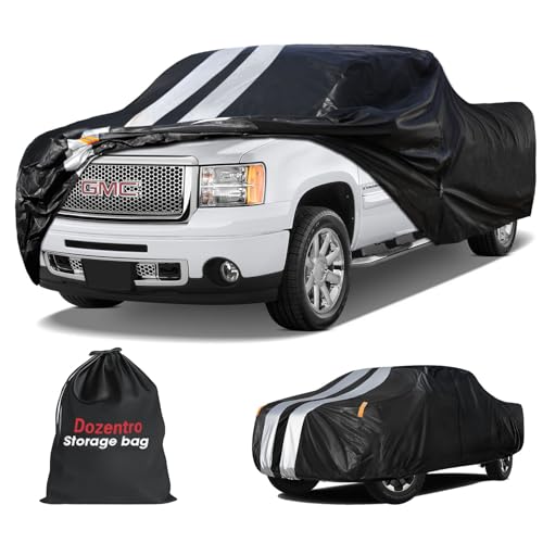 Image of GMC Sierra Truck Cover Custom Fit 2002-2026 Double /Extended /Crew Cab Short Bed(5.7'-6.6') With Door Zipper, 10 Layer Pickup Truck Cover Waterproof All Weather, Car Tarp for Wind Dust Sun etc Protecor.
