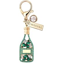 MC415 Crystal Champagne Lobster Clasp Charm for Women with Velvet Bag Green,1 Piece