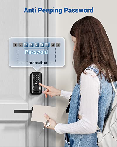 Veise Keyless Entry Door Lock, Electronic Keypad Deadbolt Lock, Auto Lock, 20 User Codes, 1 Touch Locking, Anti-Peeking Password, Easy Installation Design, Matte Black #TOP4