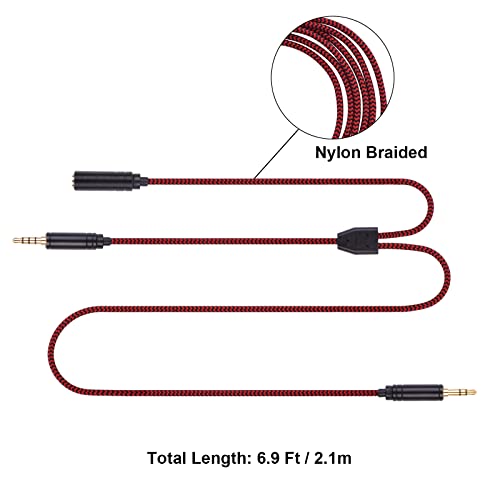 Image of HD60 Chat Link Audio Adapter Replacement, 6.9ft, Red, 3.5mm Male-to-Male, Gaming Cables, Compatible with Elgato HD60 Series, Switch PS5 PS4 Xbox One X /S, Headphones