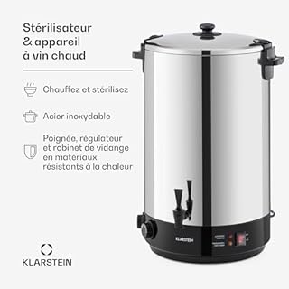 Klarstein KonfiStar 50 - Stérilisateur automatique, Distributeur boissons chaudes, 50 L, 30-110 ° C, Conservation à chaud, acier inoxydable