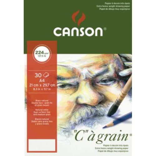 Lot de 5 Bloc 30 feuilles "C" à grain® (collées 1 côté) A4 224g/m², grain fin blanc naturel