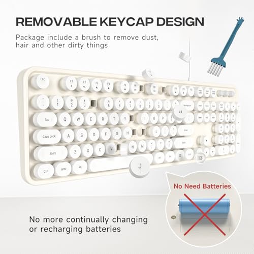 Image of Dilter USB Wired Computer Keyboard - Full Size Office Keyboard with Number Pad, Caps Indicators, Foldable Stands, for PC Laptop Desktop Windows 7 8 10 (Creamy White)