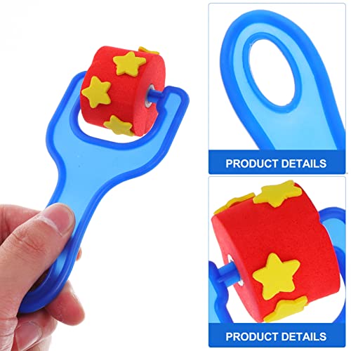 Stobok 8Pcs Drawing Sponge Roller Brush Foam Painting Stamper Brush Kids Paint Graffiti Diy Tool With Handle For Arts Craft Painting Drawing Blue #TOP3