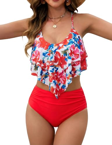 Image of Edelqual Bikini Sets for Women High Waisted Tummy Control Bathing Suit