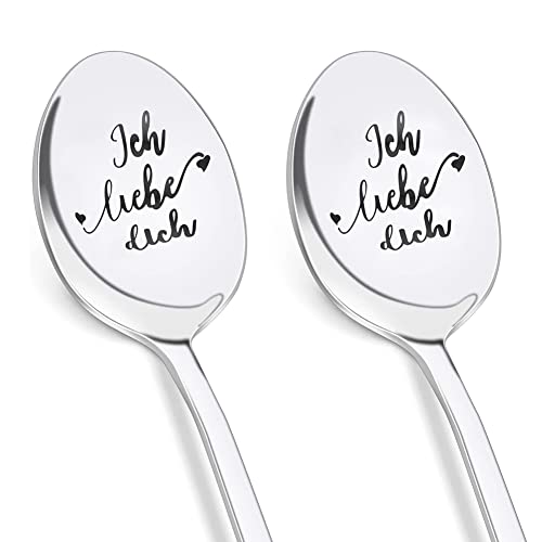 2 Stück Müslilöffel Mit Gravur 'Schön Dass Es Dich Gibt' - Perfektes Geschenk