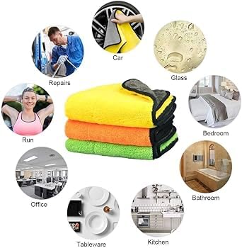 Image of Microfiber Cleaning Cloths for Car and Kitchen | 500 GSM | 30X40CM | All Purpose Softer Highly Absorbent, Wash Cloth for House, Kitchen, Car, Window (Pack of 4)