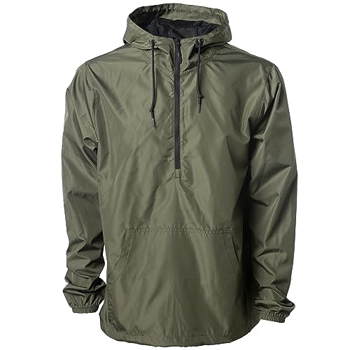 Global Blank Men’s Windbreaker Jacket Lightweight Water Resistant Windbreakers for Men, Military Green, 2XL