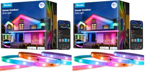 Image of Govee Outdoor LED Strip Lights, 98.4ft Smart Outdoor Lights Compatible with Alexa and Google Assistant, App Control, IP65 Waterproof, RGBIC Lights for Patio, Eave, Party Decorations (Pack of 2)