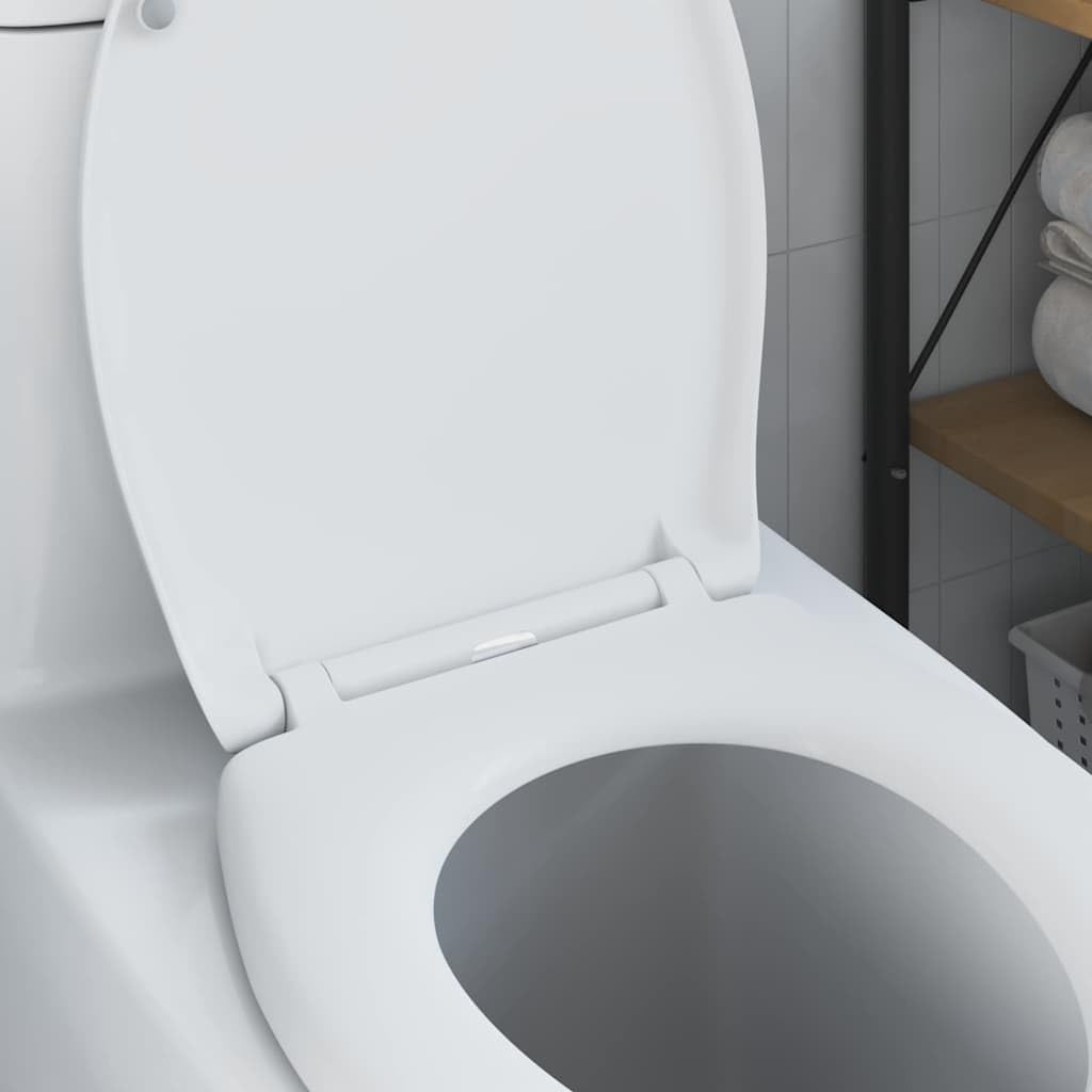 Toilettensitz Weiß aus Duroplast 47 x 37 x 4 cm, abnehmbar mit Scharnier und Befestigung, pflegeleicht und rutschfest, kompatibel für Badezimmer und Gäste WC
