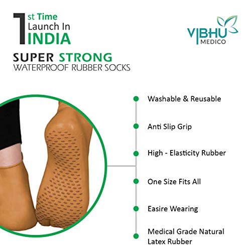 Image of Vibhupharma Men's and Women's Waterproof Rubber Socks for Foot Crack (Pink)