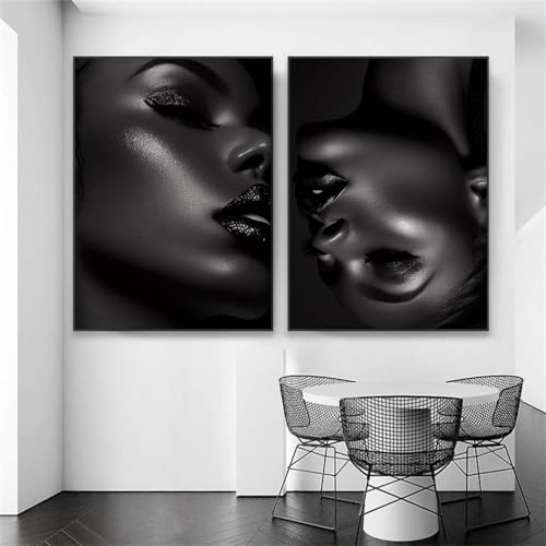 Impression de dame en noir et blanc KEBIA peinture sur toile premium 60x80 cm