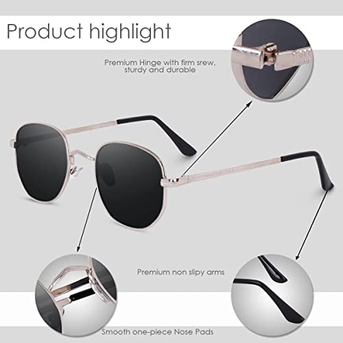 Image of Hexagonal Sunglasses Inspired By SRK Stylish Sunglass Men and Women UV Sunlight Protection Goggles (Siver Black)
