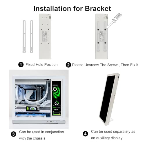 Image of VSDISPLAY 9.16'' 1920x462 IPS PC Case LCD Screen with Theme Editor,White | Small Stretched Bar Monitor,Secondary Display for Monitoring Computer Temp RAM CPU GPU Data
