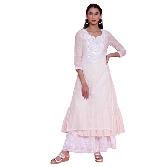 BIBA Women Poly Cotton A Line Embroidered Kurta