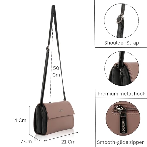 Image of Stylish Sling Bag for Women | Compact Flap Shoulder Crossbody Purse | Adjustable Strap | Smooth Zipper Closure | Fashion Handbag for Travel, Shopping, Casual Outings & Daily Carry