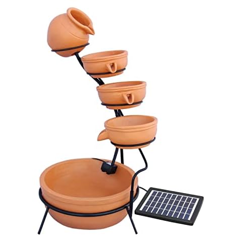 Solar Powered Water Feature with 4 Tiers Cover