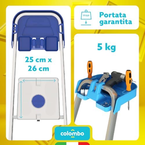 COLOMBO Extra große 3-stufige Aluminiumleiter mit Ablagefach