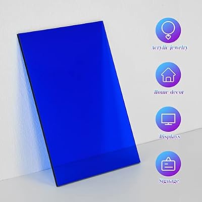 5 Pack Acrylic Sheet Blue Translucent Colored Transparent Sheets Easy to Cut for DIY Art Projects,Crafting,Display Project,Signs,Painting,Laser Cutting Plastic Plexiglass Panel 5x7 2.8mm Thick