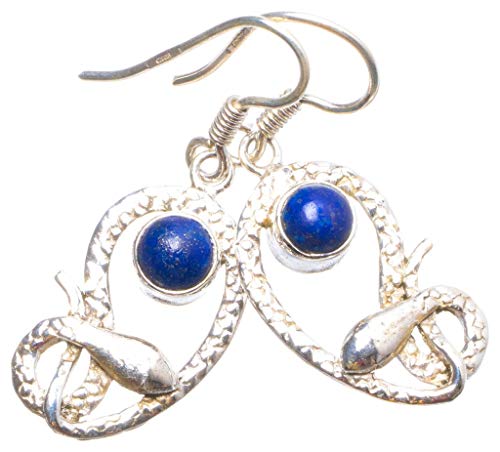 Boucle d'oreille Lapis Lazuli Argent 925 fait main StarGems X4299 4,45cm