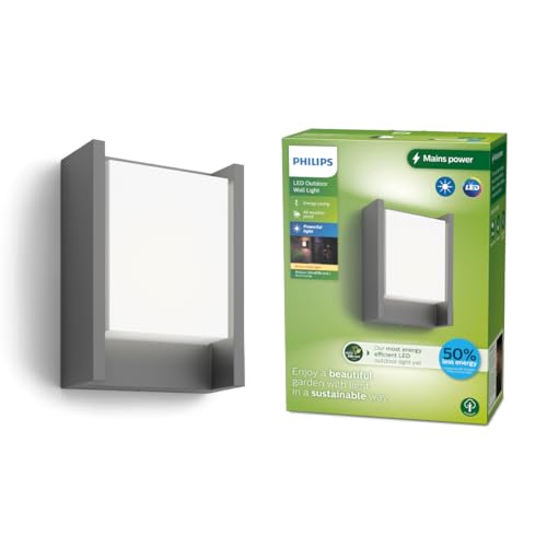 Philips Led Arbour Ultra Efficiente Lampada A Parete Per Esterni, Luce Bianca Calda, 3.8W, Ip44, Antracite